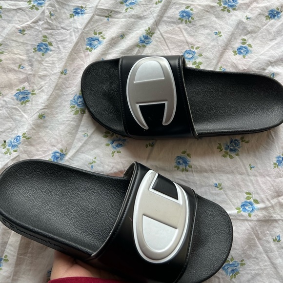 Black and White Champion Slippers - Picture 2 of 5